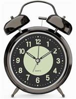 Loud Alarm Clock for Adults Heavy Sleeper Metal Double Bell Battery Operated Alarm Clock for Bedroom Silent Decoration Non Ticking (Red Brown)