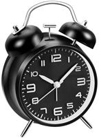 Loud Alarm Clock for Adults Heavy Sleeper Metal Double Bell Battery Operated Alarm Clock for Bedroom Silent Decoration Non Ticking (Red Brown)