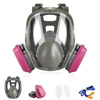 ZXICH Full Face Respirator Mask, 6800 Gas Respirator with Filters, Dust Mask Anti Fog Against Organic Vapor Fumes Gases for Spray Paint Chemicals Epoxy Resin Welding Sanding