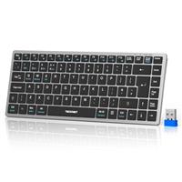 TECKNET Wireless Keyboard, Rechargeable 2.4GHz USB Bluetooth Keyboard for 4 Multi Devices, UK Layout Compact Mini Keyboard, Small Silent Keyboards for Laptop, PC, Computer, Tablet, Smart TV, Phone