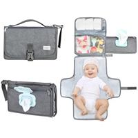 LANDICI Portable Nappy Changing Mat Travel Baby Change Mat with Smart Wipes Pocket,Foldable Waterproof Diaper Pad Bag,Baby Essentials Changing Station for Boy & Girl,Newborn Shower Gifts