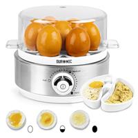 Duronic 7 Egg Boiler, Egg Cooker with Buzzer, Egg Steamer makes Soft | Medium | Hard Boiled Eggs Alarm Timer Settings, Includes Egg Piercer & Measuring Water Cup
