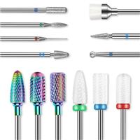 13PCS Nail Drill Bits Set, 3/32 Professional Drill Bits Nail Tech, Tungsten Carbide Diamond Ceramic Efile Nail Bits with Brush, Cuticle Remover Bits for Acrylic Gel Dip Powder Nail Manicure