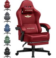 GTPLAYER Fabric Gaming Chair, Ergonomic Computer Chair with Footrest and Lumbar Support Height Adjustable Home Office with 360-Swivel Seat and Headrest
