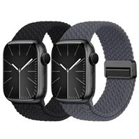 Raradev 2 Pack Braided Band Compatible for Apple Watch Straps 40mm 41mm 38mm 42mm 44mm 45mm 46mm 49mm, Anti-Slip Magnetic Buckle Stretchy Nylon Band for IWatch ultra Series 10/9/SE/8/7/6/5/4/3/2/1