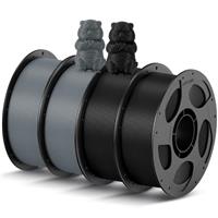 ANYCUBIC PLA Filament 1.75mm, RFID 3D Printer Filament, Dimensional Accuracy +/- 0.02mm, 4 Pack 1KG Reusable Spool, Black+White+Texture Grey+Red