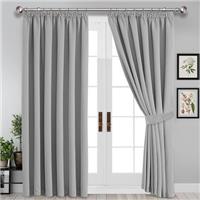 Yorkshire Bedding Thermal Blackout Pleated Curtains, Noise Reducing Tape Top Insulated, Sunlight Blocker, Dark and Plain Curtains Window Treatment with 2 Tie Backs