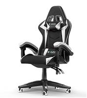 bigzzia Gaming Chair with RGB Computer Chair with Light Reclining PU Leather Video Game Chair with Headrest Adjustable Lumbar Support