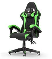 bigzzia Gaming Chair with RGB Computer Chair with Light Reclining PU Leather Video Game Chair with Headrest Adjustable Lumbar Support