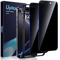 Uyiton Privacy Screen Protector for iPhone 16 Pro Max 6.9-Inch, 9H Tempered Glass Anti-Spy Film with Easy Installation Tool, Anti-Scratch, Bubble Free, Case Friendly, 2 Pack