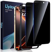 Uyiton Privacy Screen Protector for iPhone 16 Pro Max 6.9-Inch, 9H Tempered Glass Anti-Spy Film with Easy Installation Tool, Anti-Scratch, Bubble Free, Case Friendly, 2 Pack