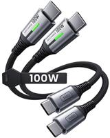 INIU Short USB C to USB C Cable, [1ft, 2-Pack] 100W Type C Cord for iPhone 16 Pro Max 15 Plus, Samsung Galaxy S24 Ultra S21 S10e, MacBook, iPad and More