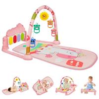 AOMIG Baby Play Mat, Baby Piano Gym with Music and Lights, with Detachable Activity Toys, Early Development Activity Baby Play Mat Toy Gift for Babies
