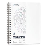 Ohuhu Sketchbook -Bleedproof Double Sided, 60 Sheets/120 Pages of 150GSM Smooth Drawing Paper, Double Sided Marker Pad, Spiral Bound Art Book for Alcohol Markers