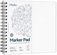 Ohuhu Sketchbook -Bleedproof Double Sided, 60 Sheets/120 Pages of 150GSM Smooth Drawing Paper, Double Sided Marker Pad, Spiral Bound Art Book for Alcohol Markers