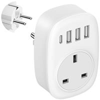 UK to European Plug Adaptor - UK to EU Plug Adapter Euro Europe European Schuko USB C Travel Charger with USBC Type C for France Germany Spain Turkey Greece Poland Iceland Russia (Type E/F) Tusreda