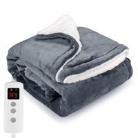 PROALLER Heated Blanket Electric Throw 160x130CM, 10 Levels &1-9H Timer Auto-Off, Machine Washable, Soft Flannel Sherpa Full Body Warming, Sofa Bed Office Use, Heating Blanket -