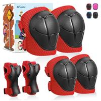 KUYOU Kids Knee Pads with Gift Box,6 in 1 Protective Gear Set with Elbow Pads,Wrist Guard for Cycling Skateboard Roller Skating Scooter Bike BMX Ski Sports Boys Girls