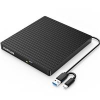 External CD DVD Drive for Laptop USB 3.0 Type-C Slim Portable Player CD DVD RW Writer Reader Burner,Low Noise Optical External Disk Drive for Desktop,PC,Mac OS,Windows 11/10/8/7/XP/2003/Vista/Linux