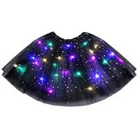 URAQT Tulle Tutu Skirts for Women LED Light Up, Tutu Skirts Sequins Stars Elastic, Tutu Adult Teen Skirt Ballet Dance Festival Outfit Halloween Party Costume