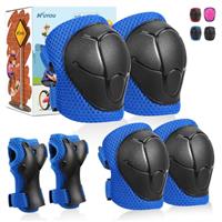 KUYOU Kids Knee Pads with Gift Box,6 in 1 Protective Gear Set with Elbow Pads,Wrist Guard for Cycling Skateboard Roller Skating Scooter Bike BMX Ski Sports Boys Girls