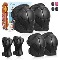 KUYOU Kids Knee Pads with Gift Box,6 in 1 Protective Gear Set with Elbow Pads,Wrist Guard for Cycling Skateboard Roller Skating Scooter Bike BMX Ski Sports Boys Girls