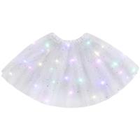URAQT Tulle Tutu Skirts for Women LED Light Up, Tutu Skirts Sequins Stars Elastic, Tutu Adult Teen Skirt Ballet Dance Festival Outfit Halloween Party Costume