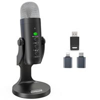zealsound USB Microphone, 2.4GHz Wireless Mic for iPhone PC Android Phone, Cordless Condenser Desktop Microphone with Noise Cancel, Mute, Echo, Gain for Podcast, ASMR, Gaming, YouTube Video Recording