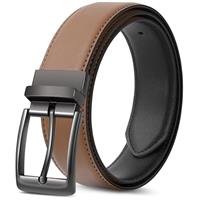 SUNYA Leather Belt for Men. 1 1/3" For Mens Dress Casual Pant. Sides Reversible
