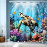 JINGYOU Blue Shower Curtain, 200cm Drop, Weighted Bathroom C