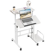 Dripex Height Adjustable Desk with Wheels Mobile Standing Desk Rolling Computer Desk Table Riser Small Sit-Stand Workstation