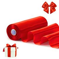 FAKILO Satin Ribbon Red Green Blue 4 Inch x 22 yd Wide Thick Ribbon for A Grand Opening Business Ribbon Cuttings Ceremony Bow Wedding Chairs Pageant Sashes Christmas Festival Decor
