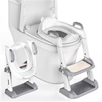 Potty Training Toilet Seat,Adjustable Toddler Toilet Seat with Steps,Anti Splash Handle&Soft Cushion,Child Toilet Training Seat for Kids Boys Girls
