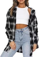 LACOZY Womens Flannel Checked Shirts Long Sleeve Oversized Buffalo Plaid Shirt Collar Button Down Blouses Tops