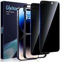 Uyiton Privacy Screen Protector for iPhone 16 pro 6.3-Inch, 30 Anti Spy Tempered Glass Film 9H Hardness HD Full Coverage Protection with Easy Installation Tool 2 pack