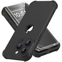 ORETECH for iPhone 12 Case, iPhone 12 Pro Case, with [2 x Tempered Glass Screen Protector] Heavy Duty Protection Silm Hard PC Silicone Rubber Bumper Cover