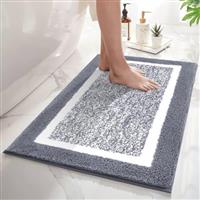 SHACOS Bath Rug Mat, Microfiber Shaggy Bath Mat Set, Non-Slip Ultra Soft Bathroom Carpet, Super Absorbent Machine Washable Bath MatDark Grey,50 * 80CM
