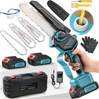 VIWKO Mini Chainsaw Cordless, Automatic Lubricator 6 Inch 1000W 4000mAh Portable Battery Chainsaw, Small Electric Chainsaw with 2 Batteries 3 Chains for Wood Cutting Tree Trimming Gardening