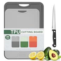 Gintan Flexible TPU Chopping Board, BPA Free with Knife and Juice Groove, Scratch Resistant Flexible Chopping Boards for Kitchen, Dishwasher Safe, Grippy Handle, Non-Slip