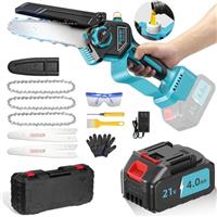 VIWKO Mini Chainsaw Cordless, Automatic Lubricator 6 Inch 1000W 4000mAh Portable Battery Chainsaw, Small Electric Chainsaw with 2 Batteries 3 Chains for Wood Cutting Tree Trimming Gardening