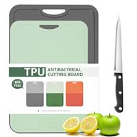 Gintan Flexible TPU Chopping Board, BPA Free with Knife and Juice Groove, Scratch Resistant Flexible Chopping Boards for Kitchen, Dishwasher Safe, Grippy Handle, Non-Slip