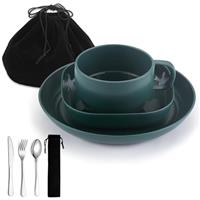 Camping utensils set, ReaNea Camping Plates And Bowls Set With Coffee Mug, Travel Cutlery Set Include Spoon, Fork, Knife for Home, Poolside, Outdoor, Picnic, Camp