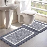 SHACOS Bath Rug Mat, Microfiber Shaggy Bath Mat Set, Non-Slip Ultra Soft Bathroom Carpet, Super Absorbent Machine Washable Bath MatDark Grey,50 * 80CM