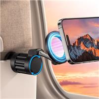 OMOTON Magnetic Airplane Phone Holder, 360Rotating Foldable Phone Mount, Plane Travel Essential Accessories, Adjustable Universal Handsfree Plane Phone Stand for iPhone 16-12 Pro Max/Magsafe Case