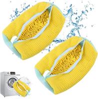 Shoe Cleaning Bag,Shoe Washing Bag for Washing Machine,Laundry Bag for Shoes,Fluffy Fibers 360 Wrap-Around Cleaning,Reusable Washer Shoe Bag for All Shoe Types and Sizes