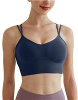 Memoryee Sports Bras Women Padded Cross Back Strappy Non Wired Push Up Medium Impact Vest Crop Top for Running Yoga Dance