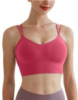Memoryee Sports Bras Women Padded Cross Back Strappy Non Wired Push Up Medium Impact Vest Crop Top for Running Yoga Dance