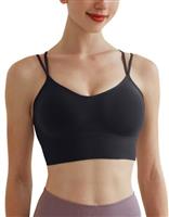Memoryee Sports Bras Women Padded Cross Back Strappy Non Wired Push Up Medium Impact Vest Crop Top for Running Yoga Dance