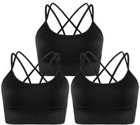 Memoryee Sports Bras Women Padded Cross Back Strappy Non Wired Push Up Medium Impact Vest Crop Top for Running Yoga Dance