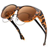 URUMQI Over Glasses Sunglasses Womens, Trendy Round Cat Eye Sun Shades Cover, Polarised UV400 Protection TAC Lens